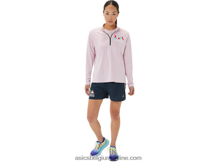 kant-en-klare halfzip lam voor dames V6HXR23316 nauwelijks rose/frans blauw Asics