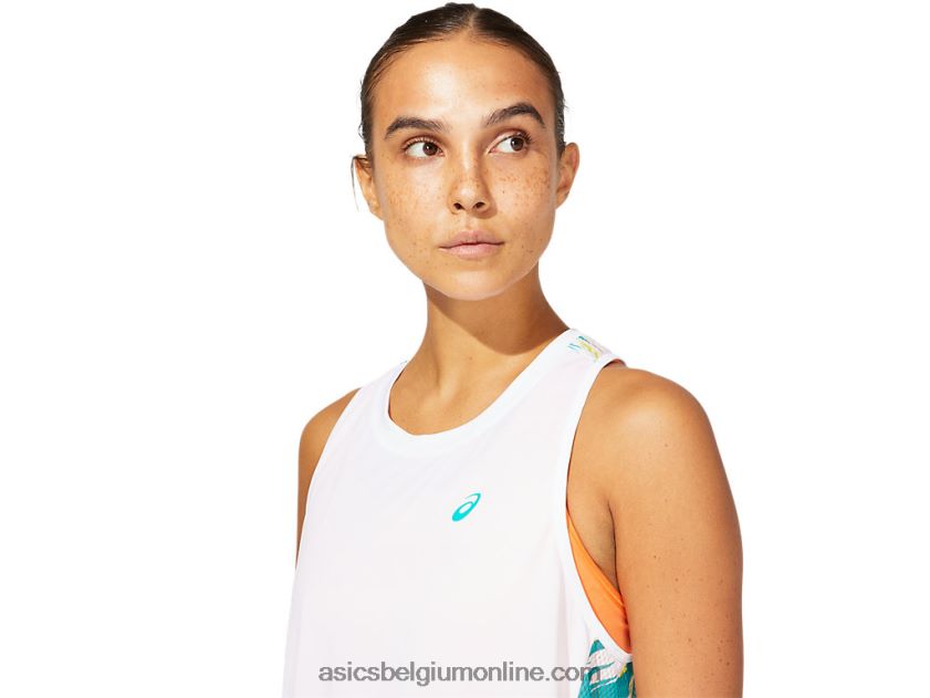 kleurinjectietank voor dames V6HXR23967 schitterend wit/baltisch juweel Asics