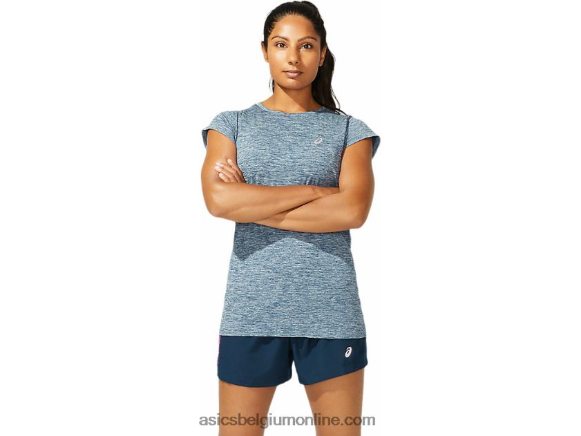 naadloze racetop met korte mouwen voor dames V6HXR24040 frans blauw Asics