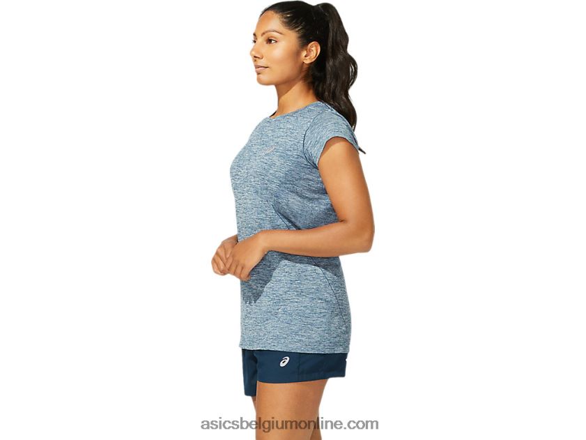 naadloze racetop met korte mouwen voor dames V6HXR24040 frans blauw Asics