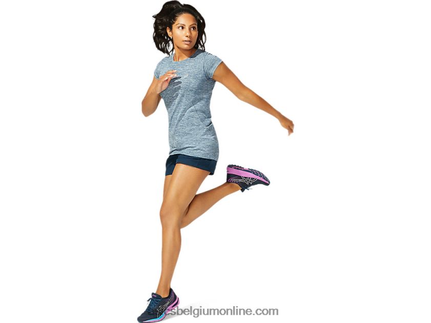 naadloze racetop met korte mouwen voor dames V6HXR24040 frans blauw Asics