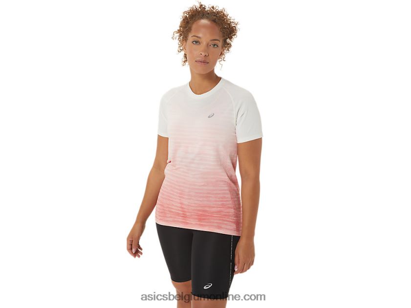 naadloze top met korte mouwen voor dames V6HXR22441 room/papaja Asics