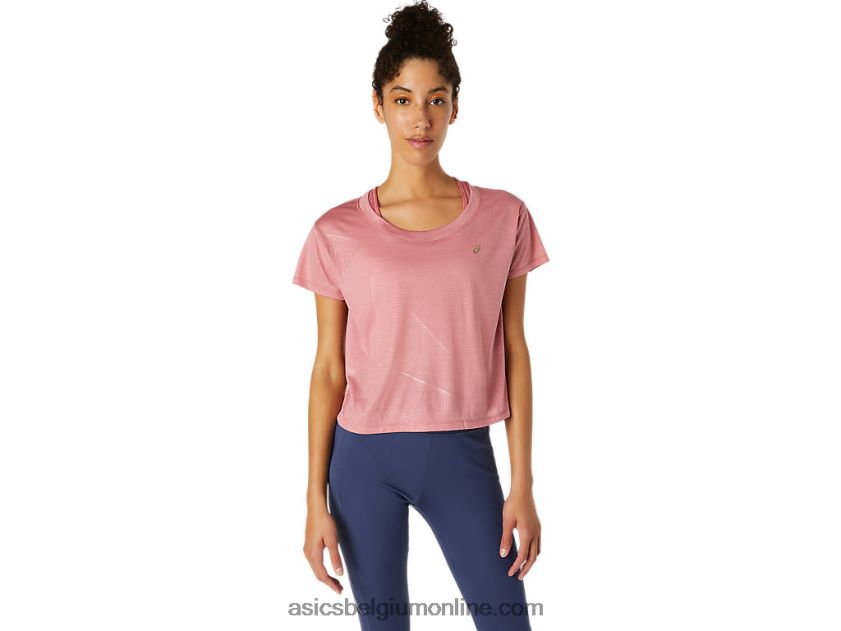 nagare top met korte mouwen voor dames V6HXR23696 rokerige roos Asics