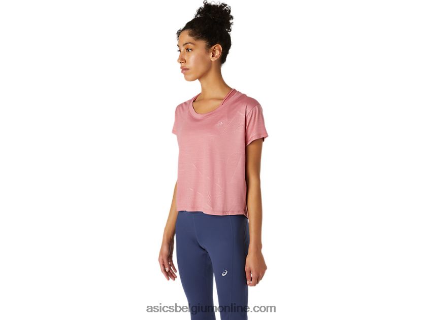 nagare top met korte mouwen voor dames V6HXR23696 rokerige roos Asics