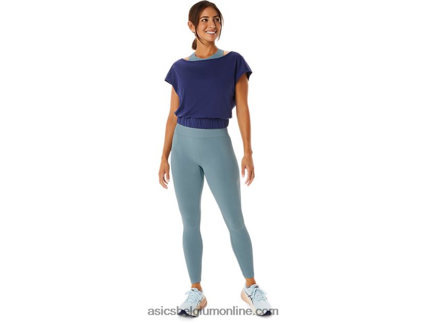 nagino flex-top met korte mouwen voor dames V6HXR22244 Indigo blauw Asics