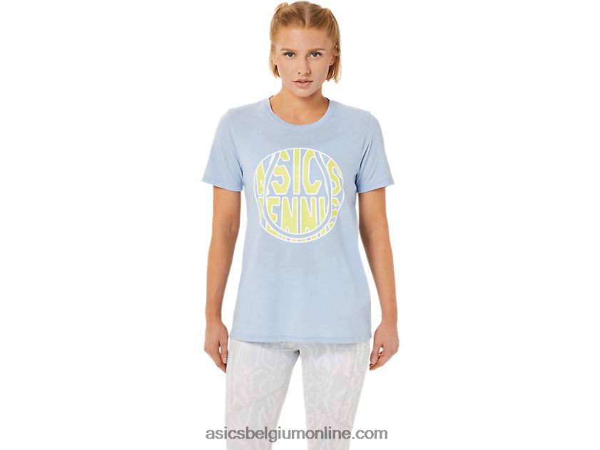 nieuw sterk 92 grafisch T-shirt voor dames V6HXR23761 nevel/gloed geel Asics