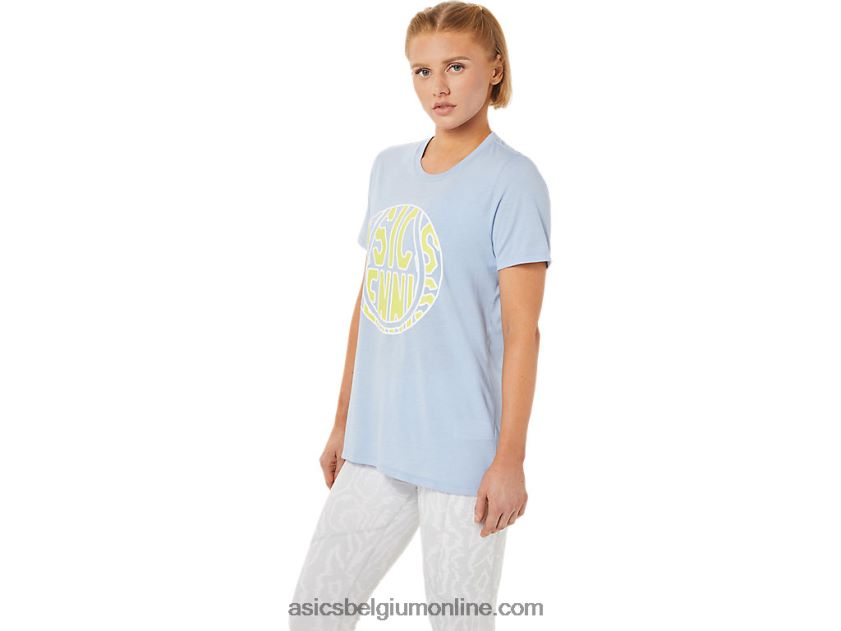 nieuw sterk 92 grafisch T-shirt voor dames V6HXR23761 nevel/gloed geel Asics