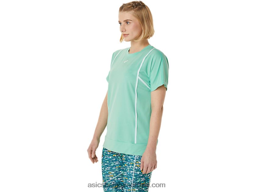 nieuwe sterke 92 top met korte mouwen voor dames V6HXR23055 zeeschuim/briljant wit Asics