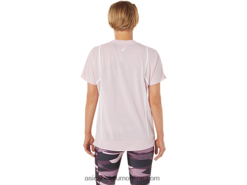 nieuwe sterke 92 top met korte mouwen voor dames V6HXR23269 nauwelijks rose/briljant wit Asics