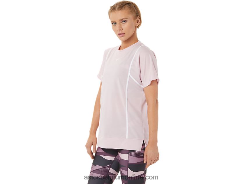 nieuwe sterke 92 top met korte mouwen voor dames V6HXR23269 nauwelijks rose/briljant wit Asics
