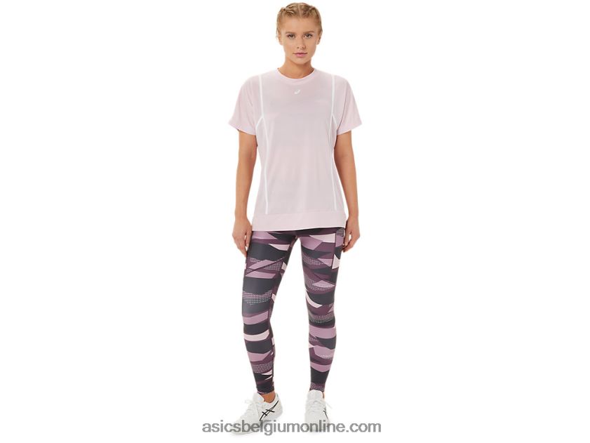 nieuwe sterke 92 top met korte mouwen voor dames V6HXR23269 nauwelijks rose/briljant wit Asics