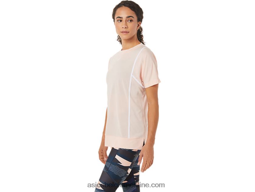 nieuwe sterke 92 top met korte mouwen voor dames V6HXR23281 briesje/briljant wit Asics