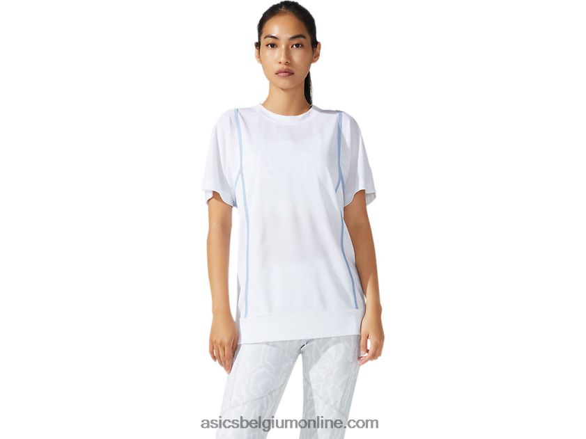 nieuwe sterke 92 top met korte mouwen voor dames V6HXR23790 schitterend wit/mist Asics