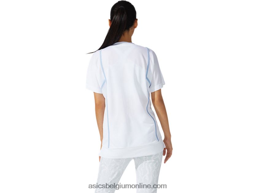 nieuwe sterke 92 top met korte mouwen voor dames V6HXR23790 schitterend wit/mist Asics