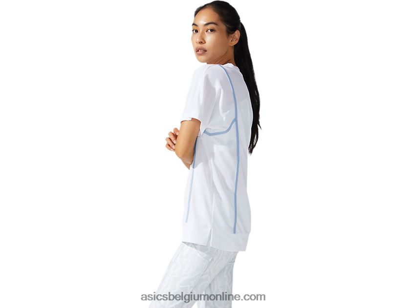 nieuwe sterke 92 top met korte mouwen voor dames V6HXR23790 schitterend wit/mist Asics