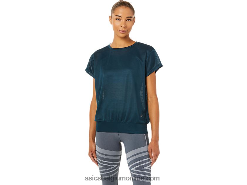 open rugtop met korte mouwen voor dames V6HXR23363 frans blauw Asics