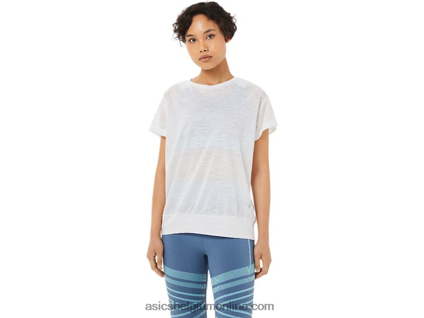 open rugtop met korte mouwen voor dames V6HXR23374 briljant wit Asics
