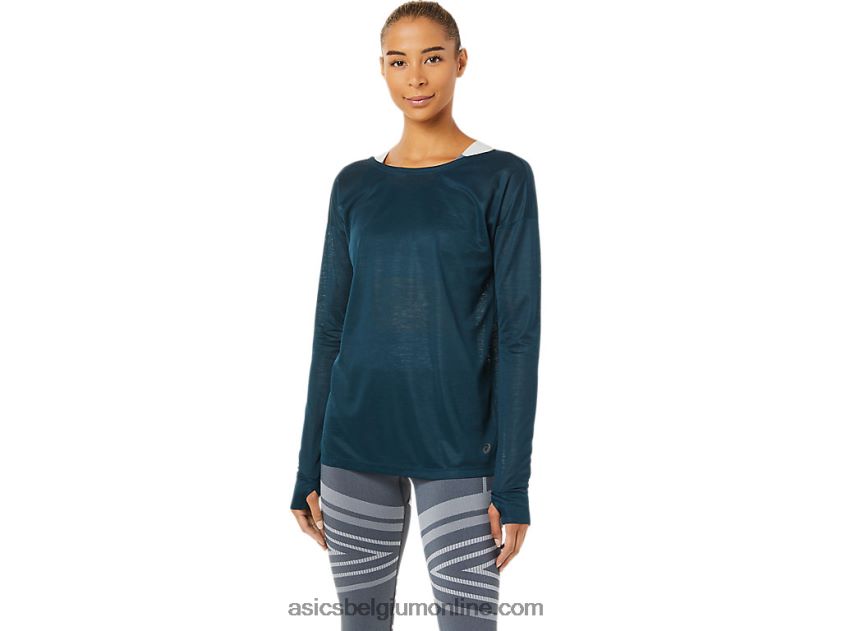 open rugtop met lange mouwen voor dames V6HXR23378 frans blauw Asics