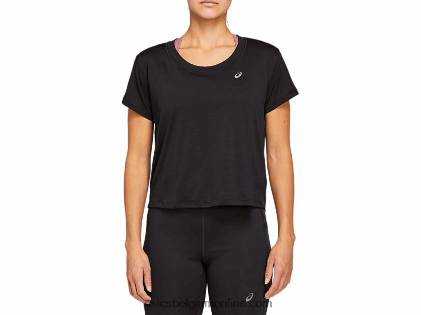 race crop top met korte mouwen voor dames V6HXR24142 prestatie zwart Asics