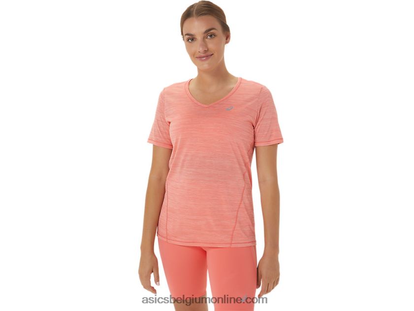 race top met v-hals en korte mouwen voor dames V6HXR22295 papaja/guave Asics