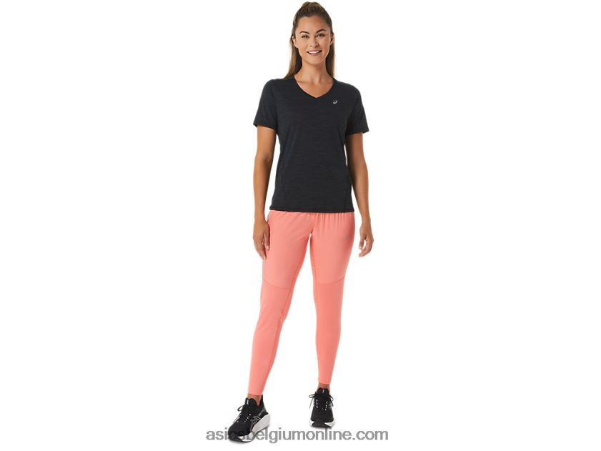 race top met v-hals en korte mouwen voor dames V6HXR22448 performance zwart/houtskoolgrijs Asics