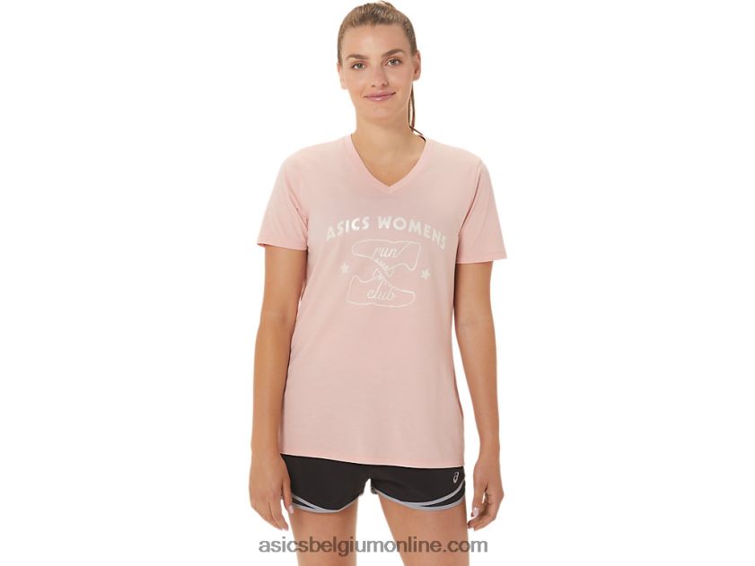 run club v-hals voor dames V6HXR22813 berijpte roos Asics