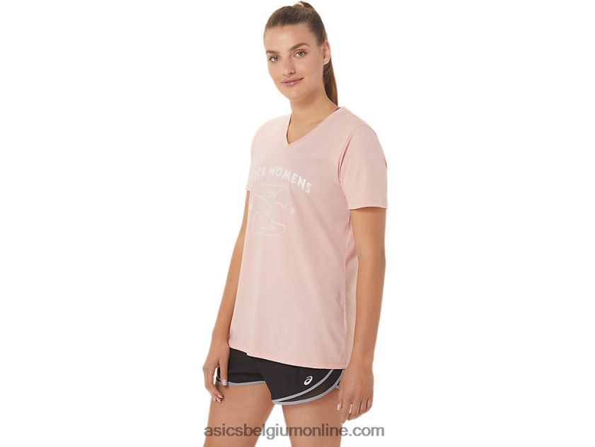 run club v-hals voor dames V6HXR22813 berijpte roos Asics