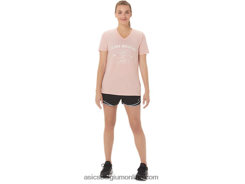 run club v-hals voor dames V6HXR22813 berijpte roos Asics
