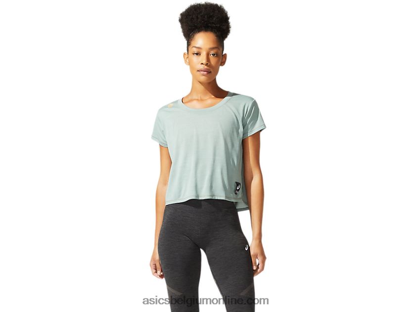 sakura crop-top met korte mouwen voor dames V6HXR23977 leigrijs Asics