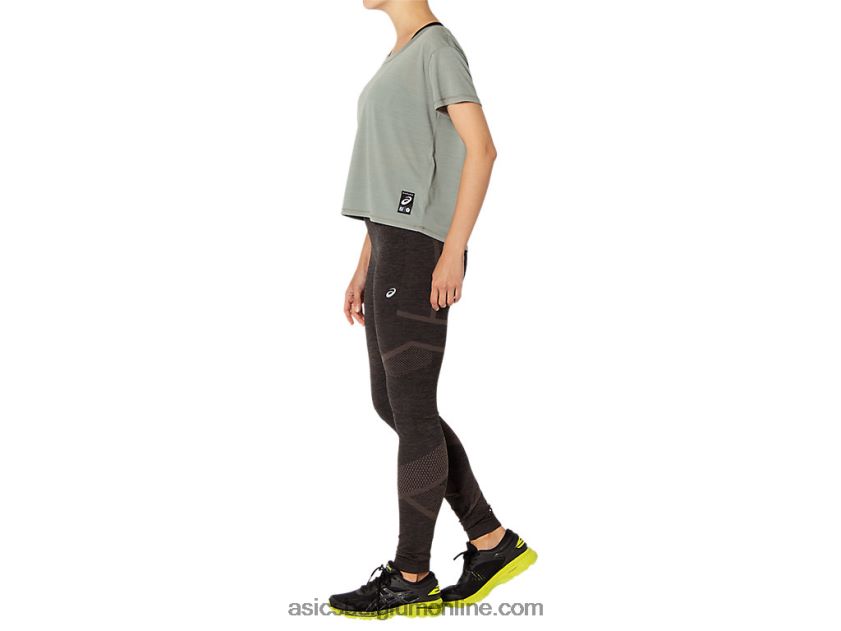 sakura crop-top met korte mouwen voor dames V6HXR23977 leigrijs Asics