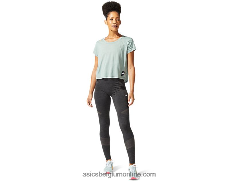 sakura crop-top met korte mouwen voor dames V6HXR23977 leigrijs Asics