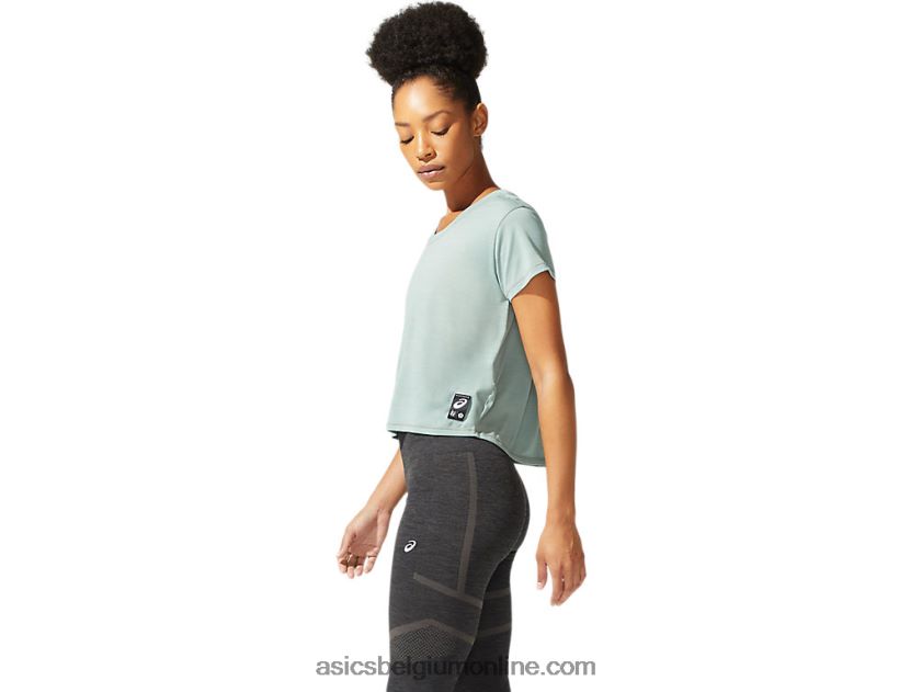 sakura crop-top met korte mouwen voor dames V6HXR23977 leigrijs Asics