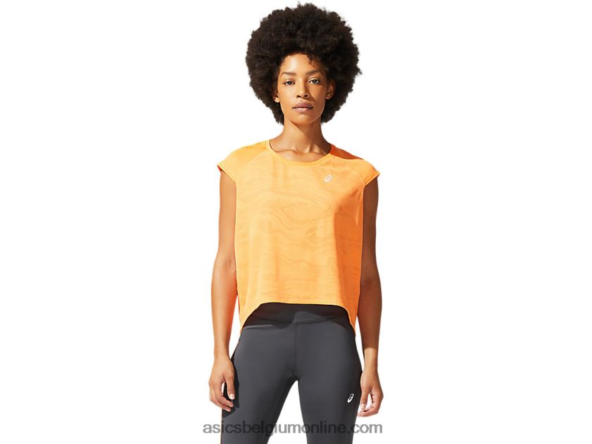 sf ventilerende croptop voor dames V6HXR23937 zon perzik Asics