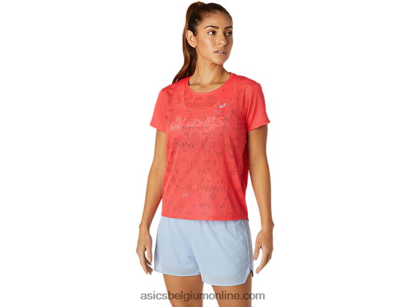 ventilerende top met korte mouwen voor dames V6HXR23818 roze grapefruit Asics