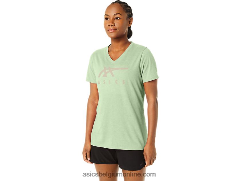 vrouwen strepen v-hals V6HXR22214 fluister groene heide Asics