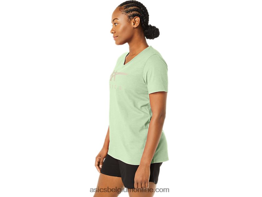 vrouwen strepen v-hals V6HXR22214 fluister groene heide Asics