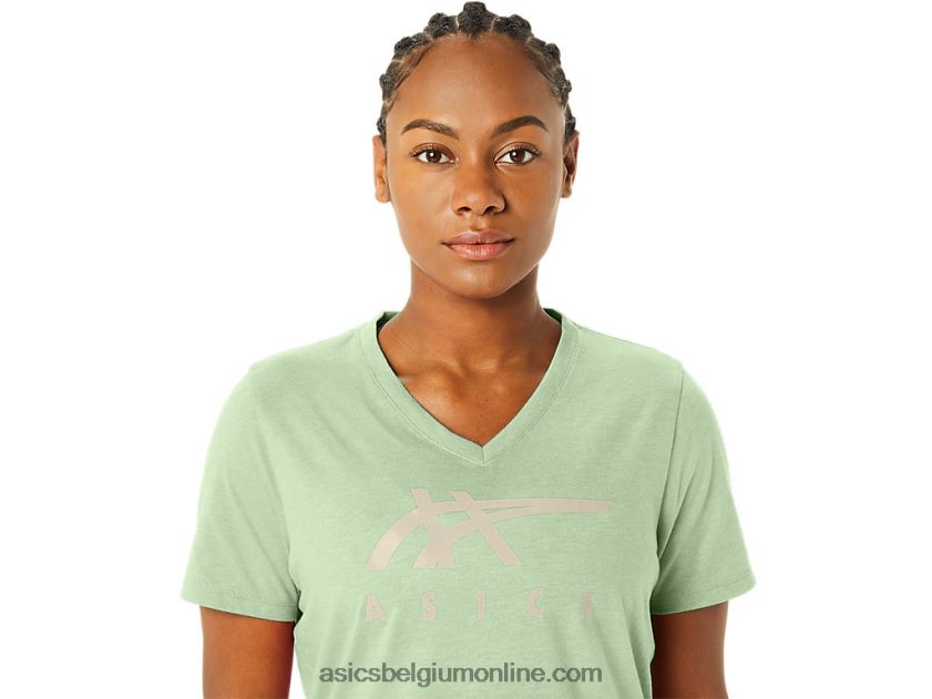 vrouwen strepen v-hals V6HXR22214 fluister groene heide Asics