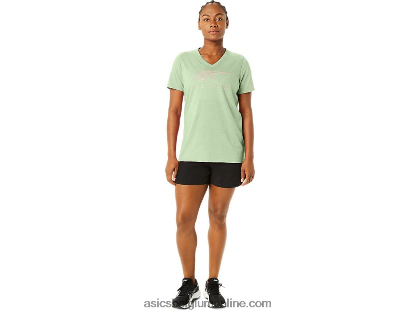 vrouwen strepen v-hals V6HXR22214 fluister groene heide Asics