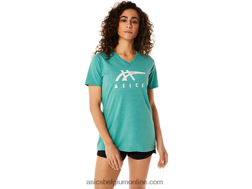 vrouwen strepen v-hals V6HXR22831 salie heide Asics