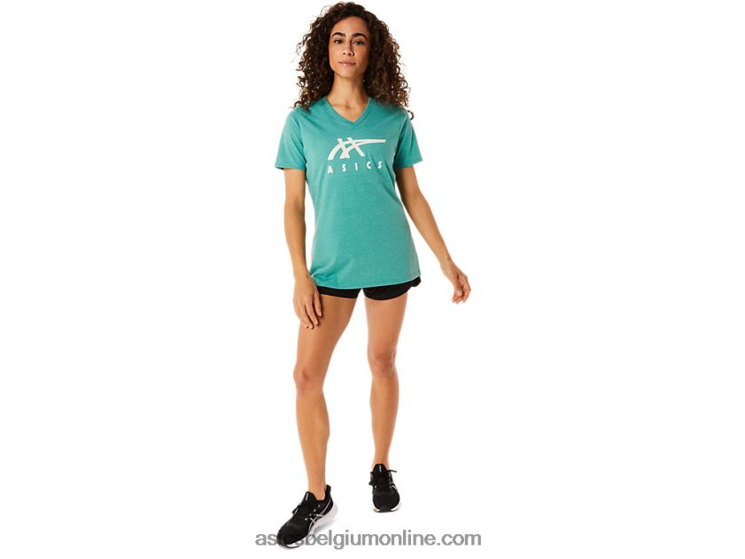 vrouwen strepen v-hals V6HXR22831 salie heide Asics
