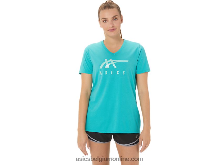 vrouwen strepen v-hals V6HXR22970 zee glas Asics