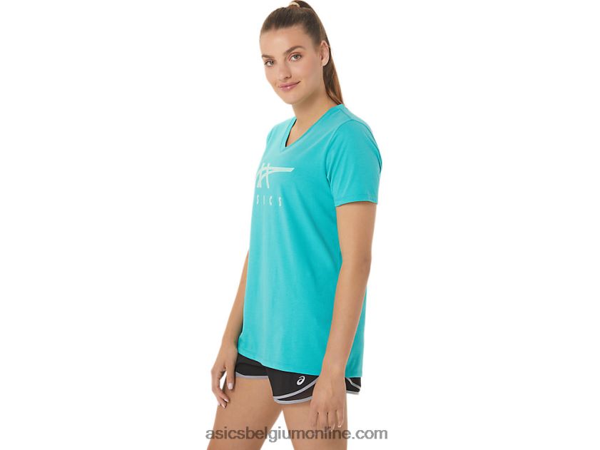 vrouwen strepen v-hals V6HXR22970 zee glas Asics