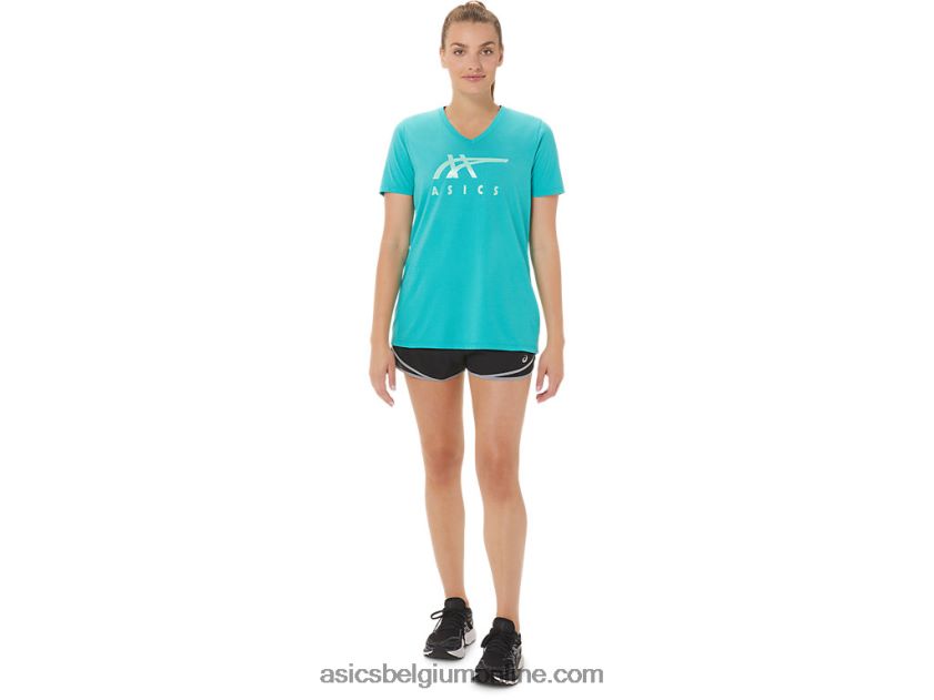 vrouwen strepen v-hals V6HXR22970 zee glas Asics