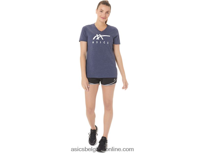 vrouwen strepen v-hals V6HXR22972 peacoat heide Asics