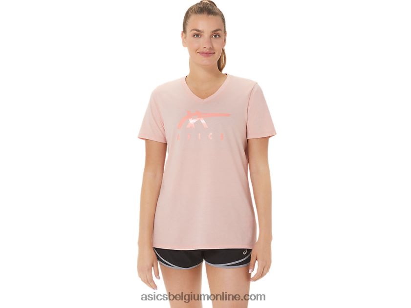 vrouwen strepen v-hals V6HXR23047 berijpte roos Asics
