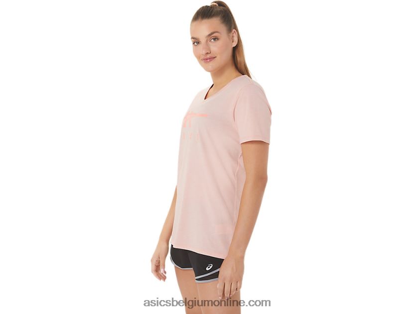 vrouwen strepen v-hals V6HXR23047 berijpte roos Asics