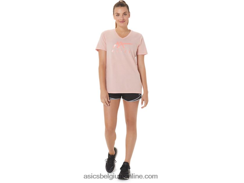 vrouwen strepen v-hals V6HXR23047 berijpte roos Asics