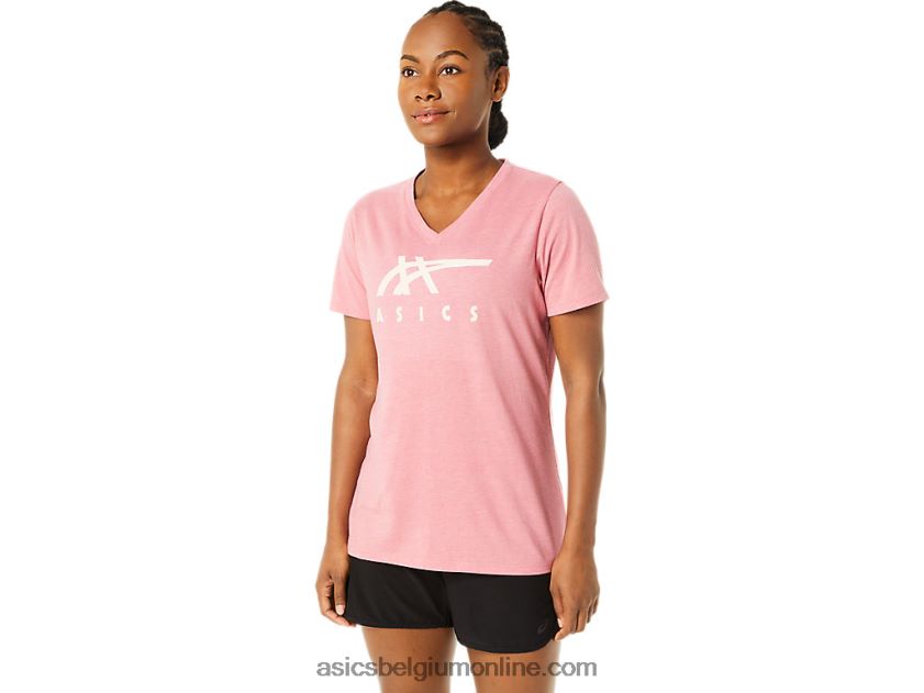 vrouwen strepen v-hals V6HXR23709 rokerige rozenheide Asics