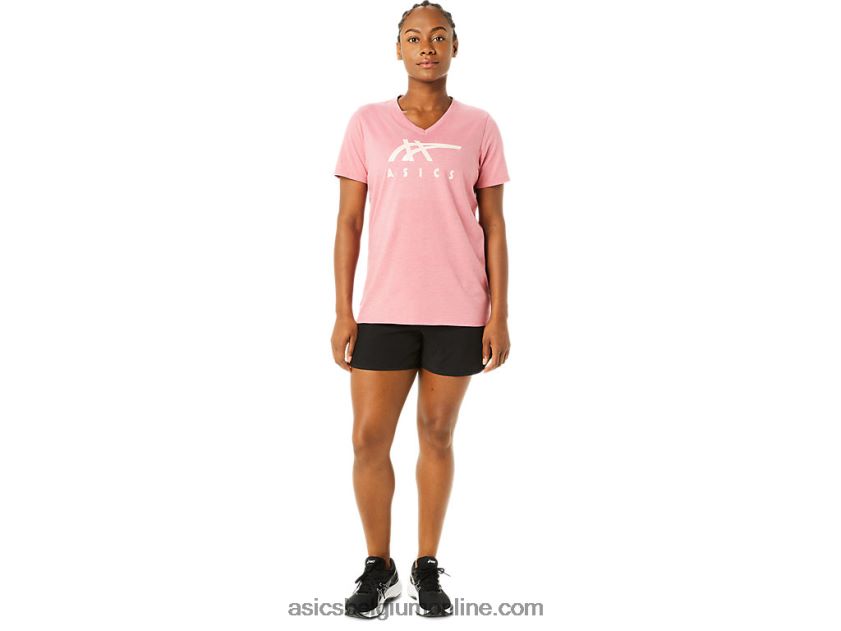 vrouwen strepen v-hals V6HXR23709 rokerige rozenheide Asics