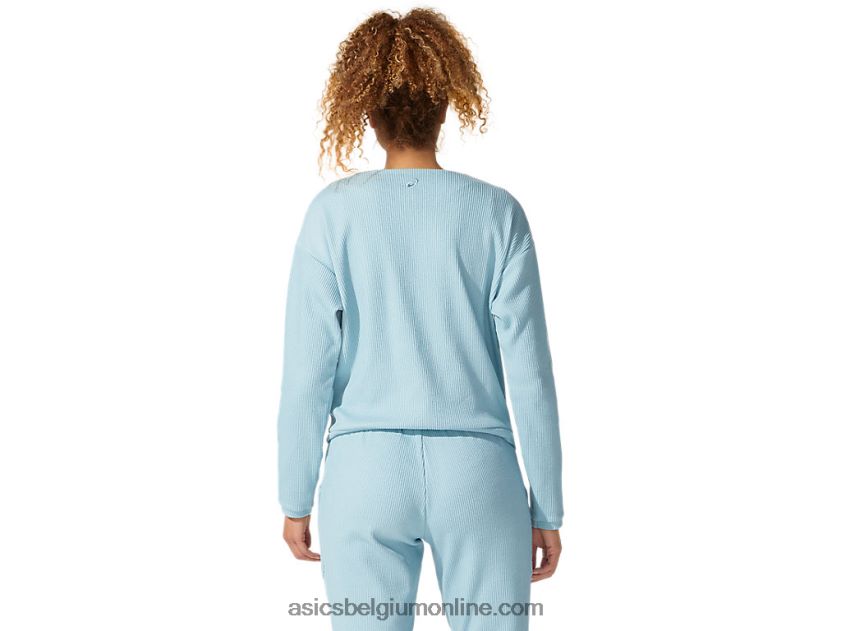 zachte stretch sweattop voor dames V6HXR24053 rook blauw Asics